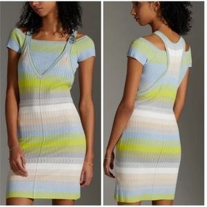 Daily Practice by Anthropologie lounge dress & top, green stripe, size S